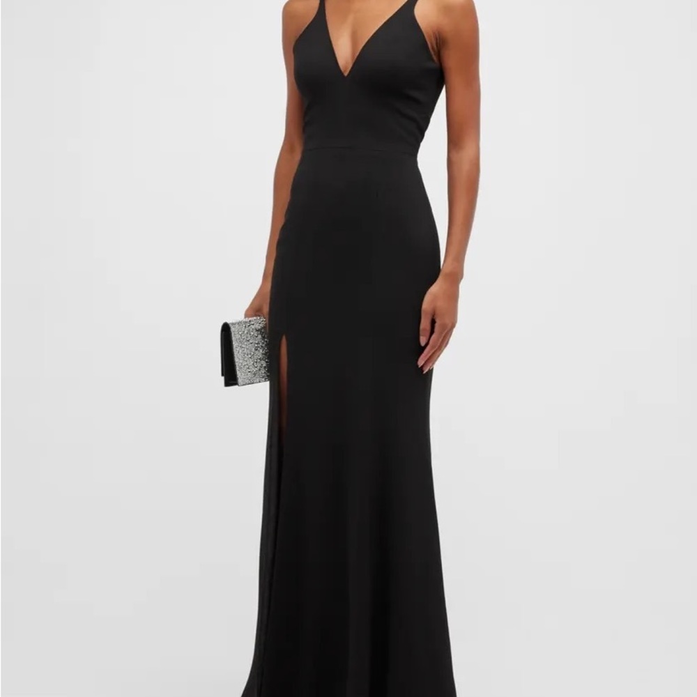 Dress the population black plunge dress